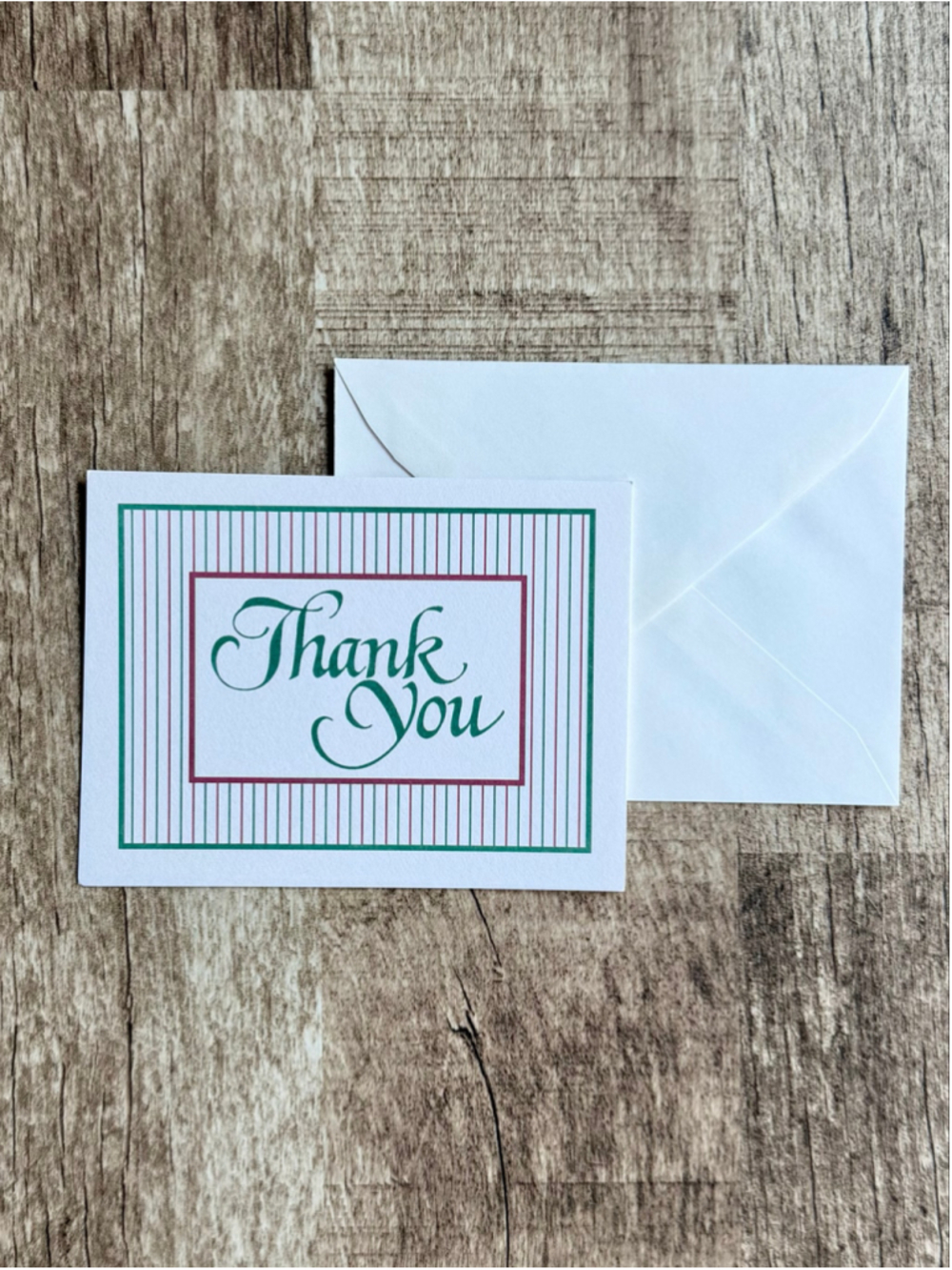 Vintage Carlton Cards Thank You Note Cards Envelopes Set of 10 Green Burgundy